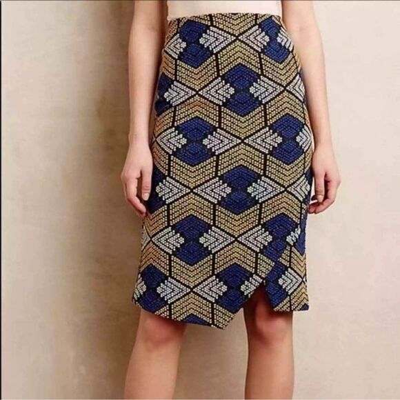 Maeve Kanara Anthropologie Knit Skirt Geometric Print Size 6 - Picture 1 of 10